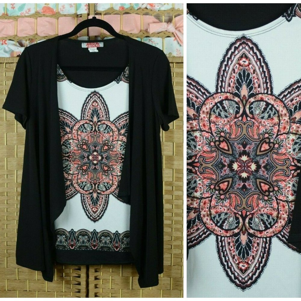 Carol Rose Blouse Loose Fit Black Cardigan Career